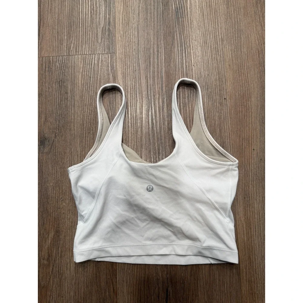 Lululemon Align Tank Top White Nulu Cropped Yoga Bra LW1CNBS Size 4